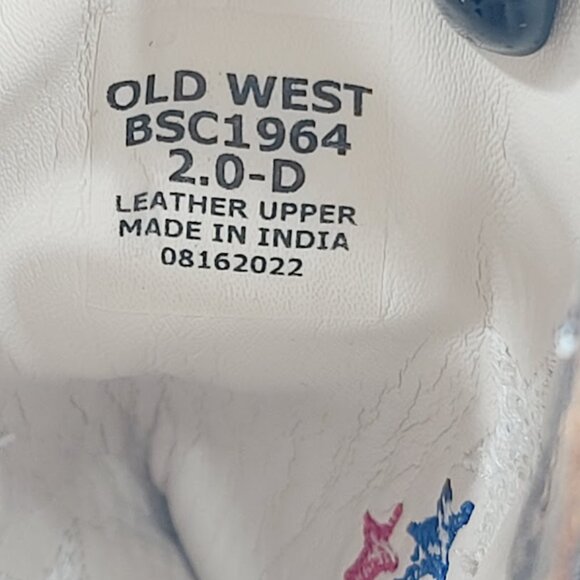 Old West Women's Tan White Gaze Stars Leather Square Toe Western Boot Size 5 - Picture 6 of 7